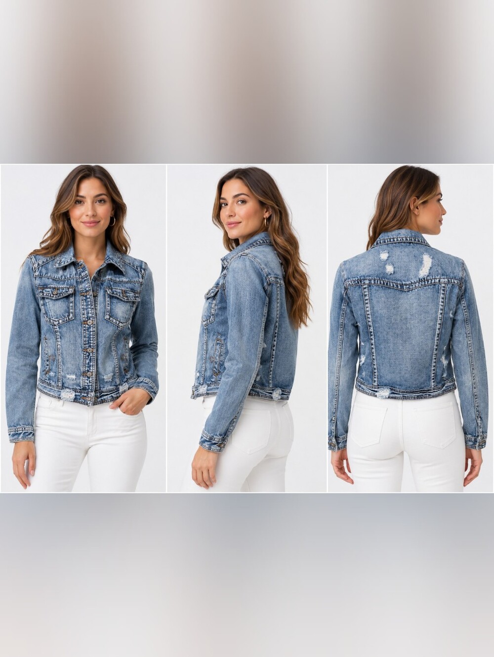 Distressed Jean Jacket Size M